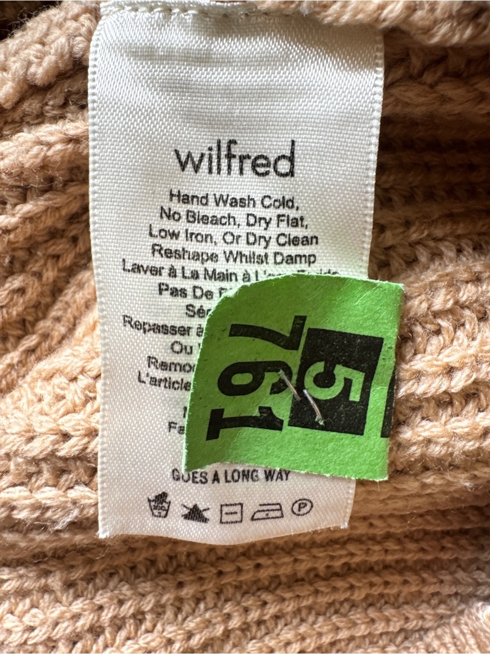 Aritzia Wilfred Montpellier Turtleneck Ribbed Sweater Tan Camel Knit Sz XS - Picture 4 of 12